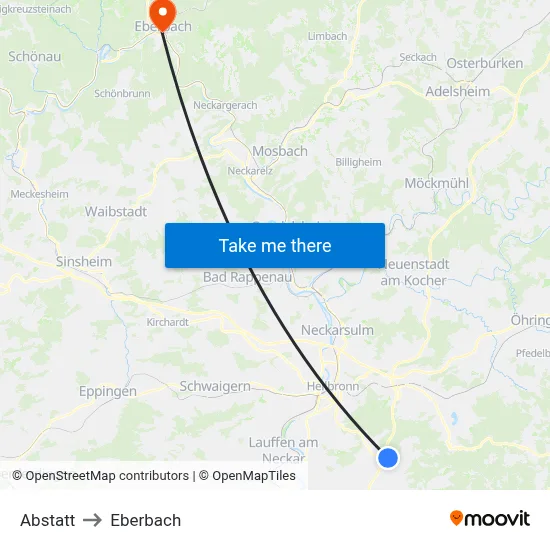Abstatt to Eberbach map