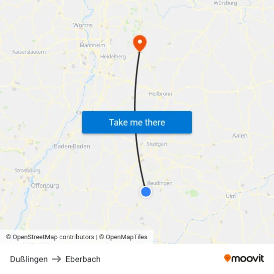 Dußlingen to Eberbach map