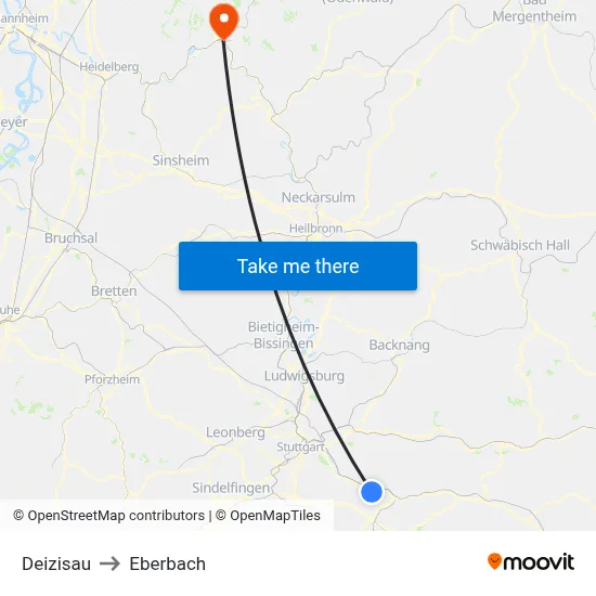 Deizisau to Eberbach map