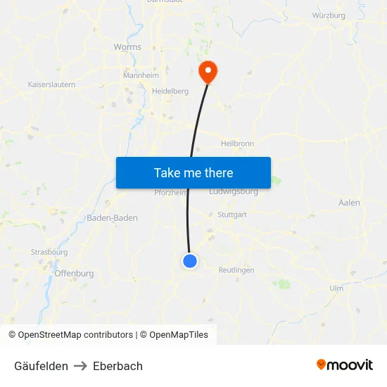 Gäufelden to Eberbach map