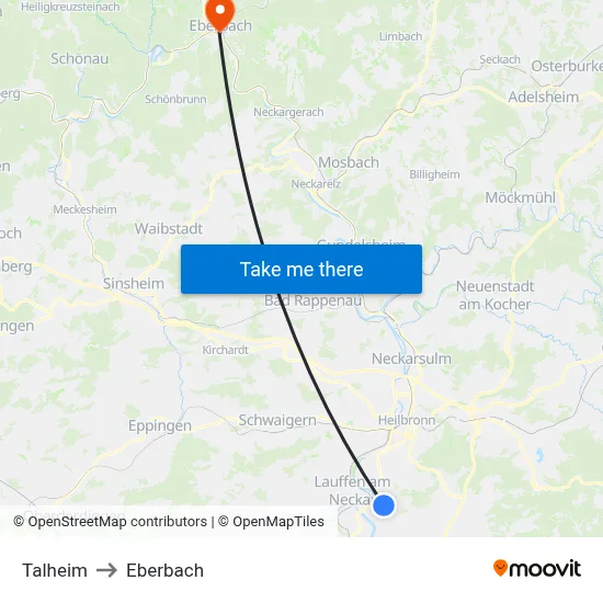 Talheim to Eberbach map