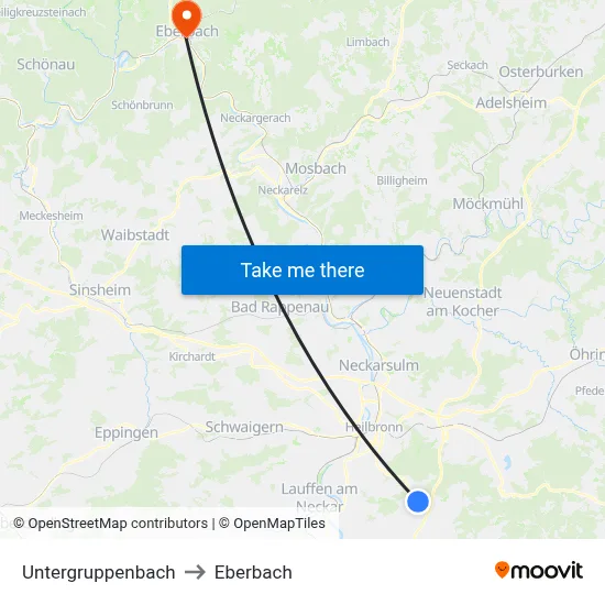 Untergruppenbach to Eberbach map