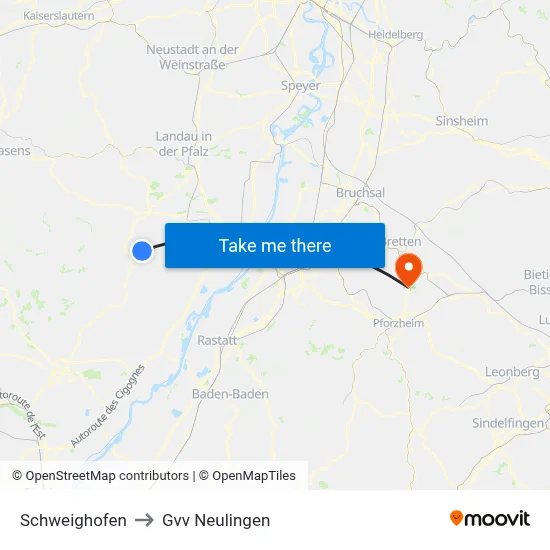 Schweighofen to Gvv Neulingen map