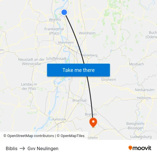 Biblis to Gvv Neulingen map