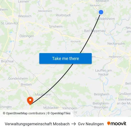 Verwaltungsgemeinschaft Mosbach to Gvv Neulingen map