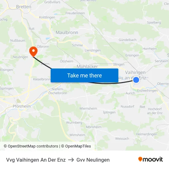 Vvg Vaihingen An Der Enz to Gvv Neulingen map