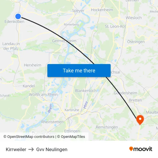 Kirrweiler to Gvv Neulingen map