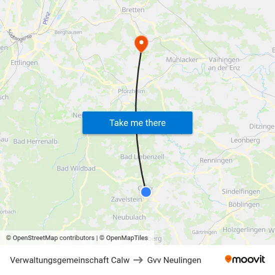 Verwaltungsgemeinschaft Calw to Gvv Neulingen map