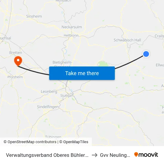 Verwaltungsverband Oberes Bühlertal to Gvv Neulingen map