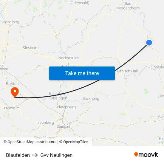Blaufelden to Gvv Neulingen map