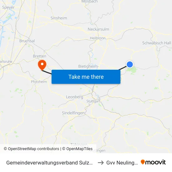 Gemeindeverwaltungsverband Sulzbach to Gvv Neulingen map