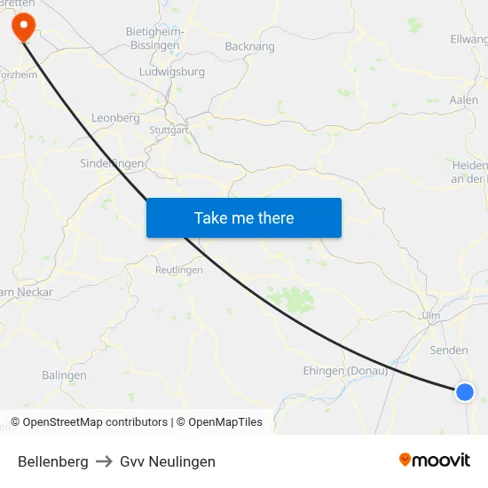 Bellenberg to Gvv Neulingen map