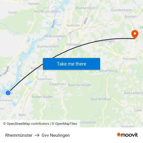 Rheinmünster to Gvv Neulingen map