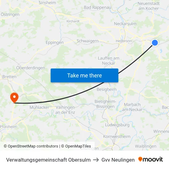 Verwaltungsgemeinschaft Obersulm to Gvv Neulingen map