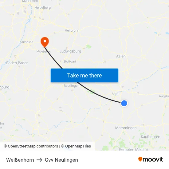 Weißenhorn to Gvv Neulingen map