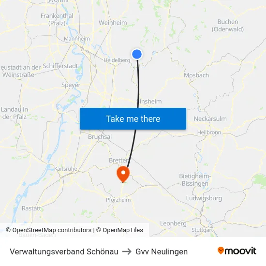 Verwaltungsverband Schönau to Gvv Neulingen map