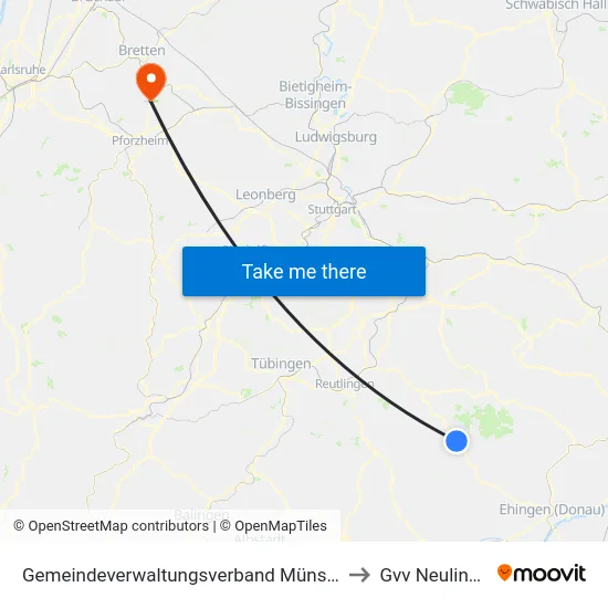 Gemeindeverwaltungsverband Münsingen to Gvv Neulingen map