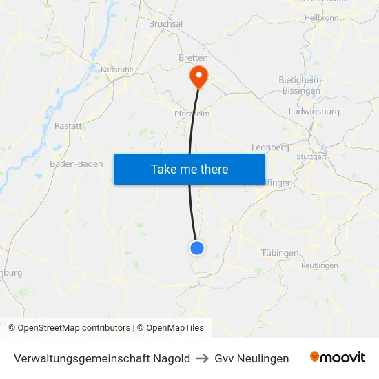Verwaltungsgemeinschaft Nagold to Gvv Neulingen map