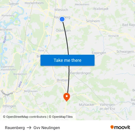 Rauenberg to Gvv Neulingen map