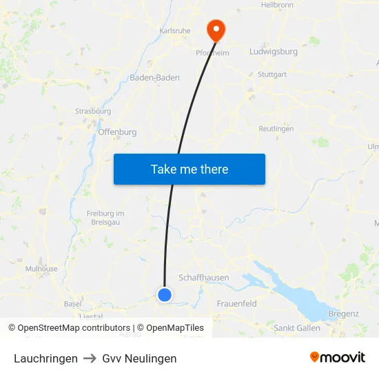 Lauchringen to Gvv Neulingen map