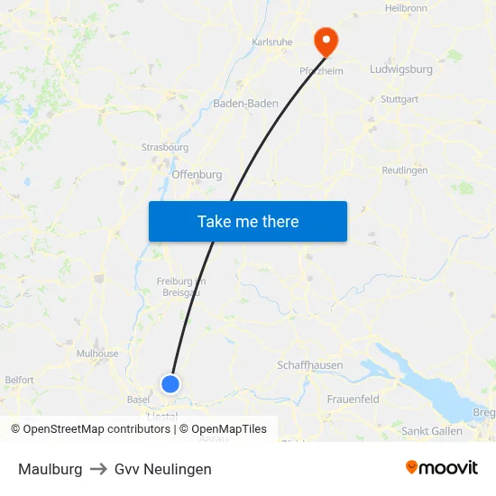 Maulburg to Gvv Neulingen map