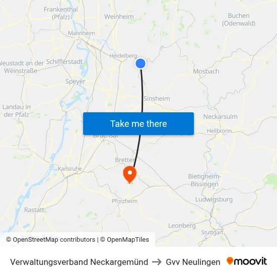 Verwaltungsverband Neckargemünd to Gvv Neulingen map