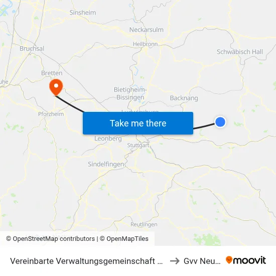 Vereinbarte Verwaltungsgemeinschaft Der Stadt Welzheim to Gvv Neulingen map