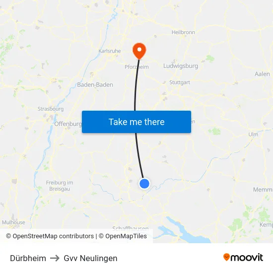 Dürbheim to Gvv Neulingen map