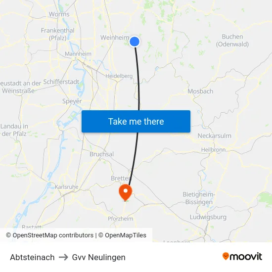 Abtsteinach to Gvv Neulingen map