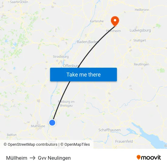 Müllheim to Gvv Neulingen map