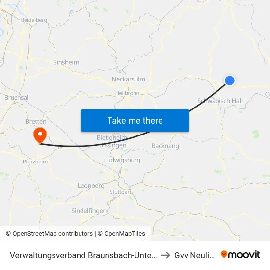Verwaltungsverband Braunsbach-Untermünkheim to Gvv Neulingen map