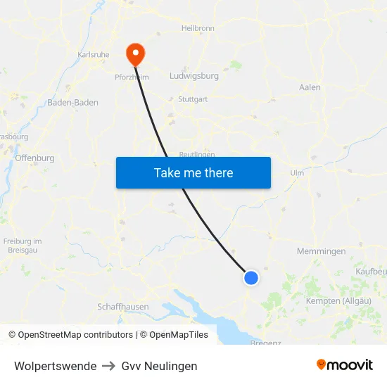 Wolpertswende to Gvv Neulingen map