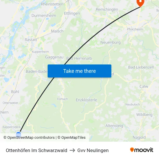 Ottenhöfen Im Schwarzwald to Gvv Neulingen map