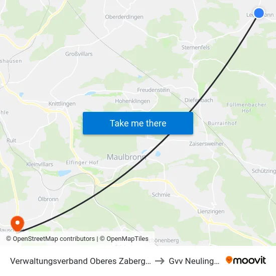 Verwaltungsverband Oberes Zabergäu to Gvv Neulingen map