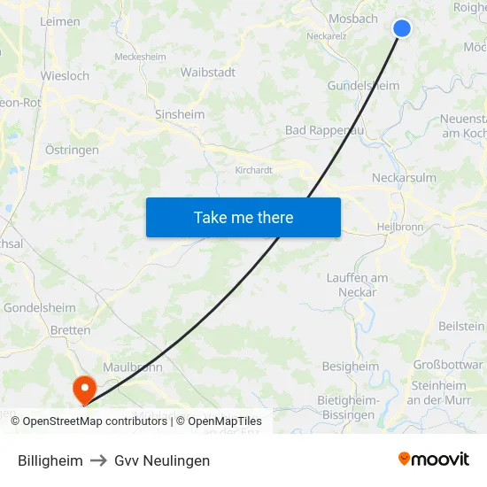 Billigheim to Gvv Neulingen map