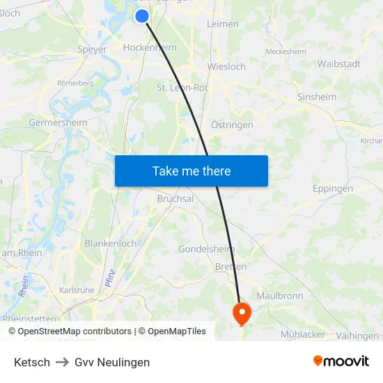 Ketsch to Gvv Neulingen map