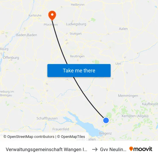 Verwaltungsgemeinschaft Wangen Im Allgäu to Gvv Neulingen map