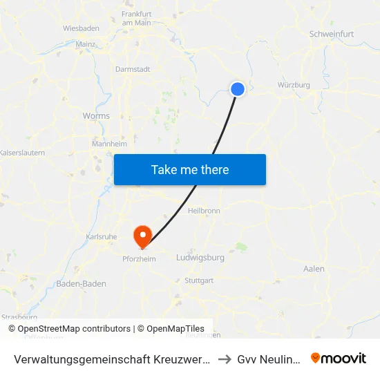 Verwaltungsgemeinschaft Kreuzwertheim to Gvv Neulingen map