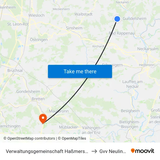 Verwaltungsgemeinschaft Haßmersheim to Gvv Neulingen map