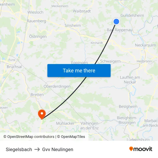 Siegelsbach to Gvv Neulingen map