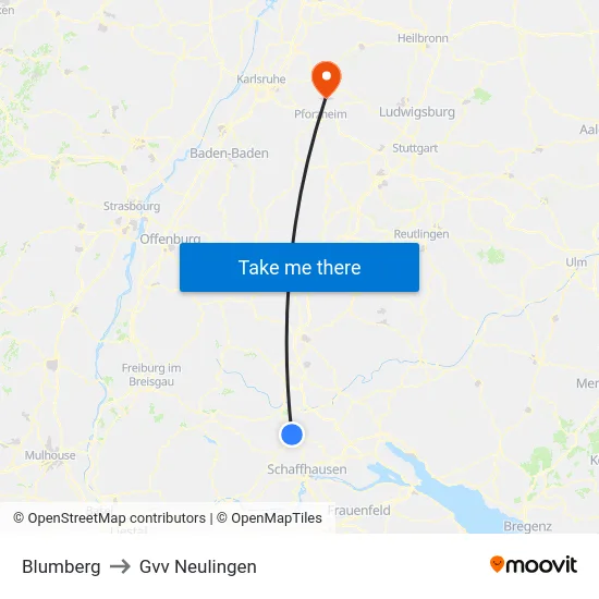 Blumberg to Gvv Neulingen map