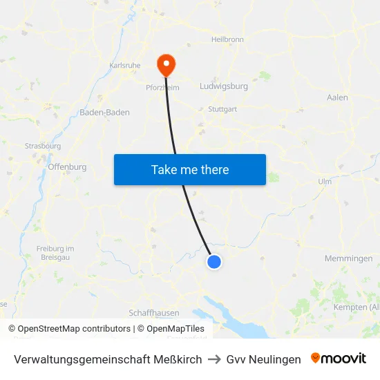 Verwaltungsgemeinschaft Meßkirch to Gvv Neulingen map