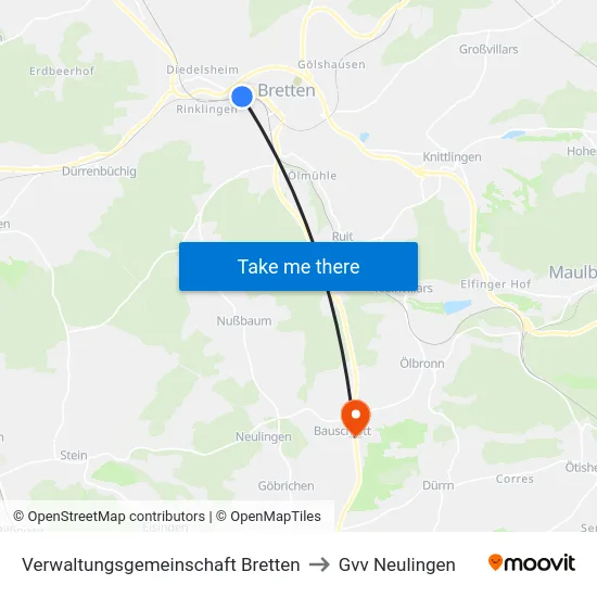 Verwaltungsgemeinschaft Bretten to Gvv Neulingen map