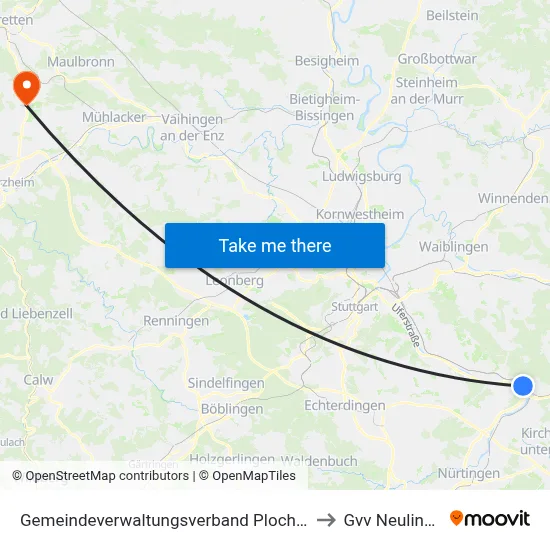 Gemeindeverwaltungsverband Plochingen to Gvv Neulingen map