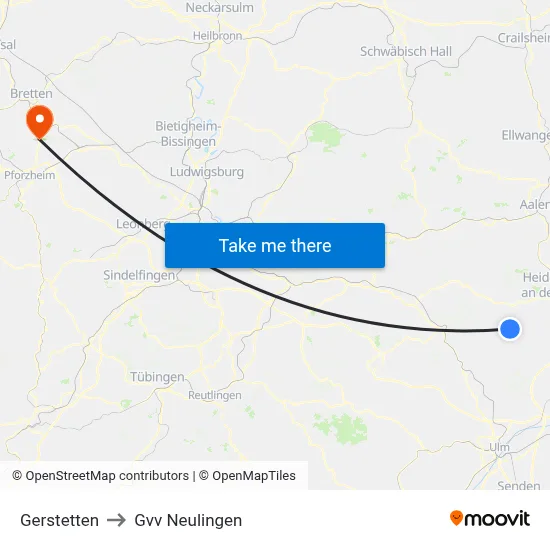 Gerstetten to Gvv Neulingen map
