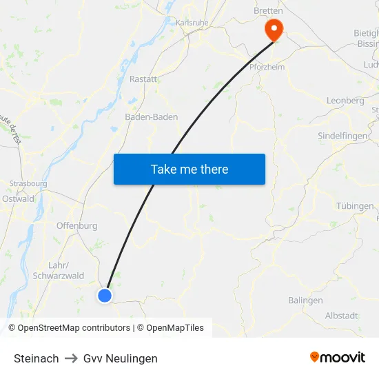 Steinach to Gvv Neulingen map