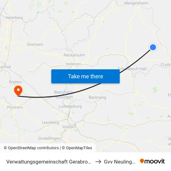 Verwaltungsgemeinschaft Gerabronn to Gvv Neulingen map