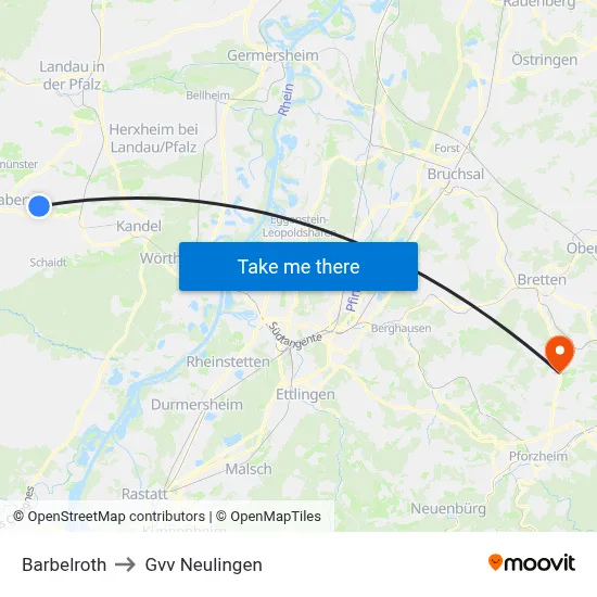 Barbelroth to Gvv Neulingen map