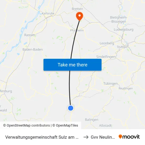 Verwaltungsgemeinschaft Sulz am Neckar to Gvv Neulingen map