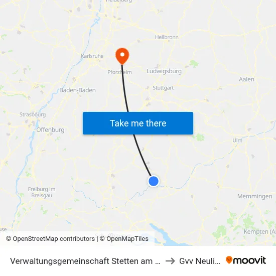 Verwaltungsgemeinschaft Stetten am Kalten Markt to Gvv Neulingen map